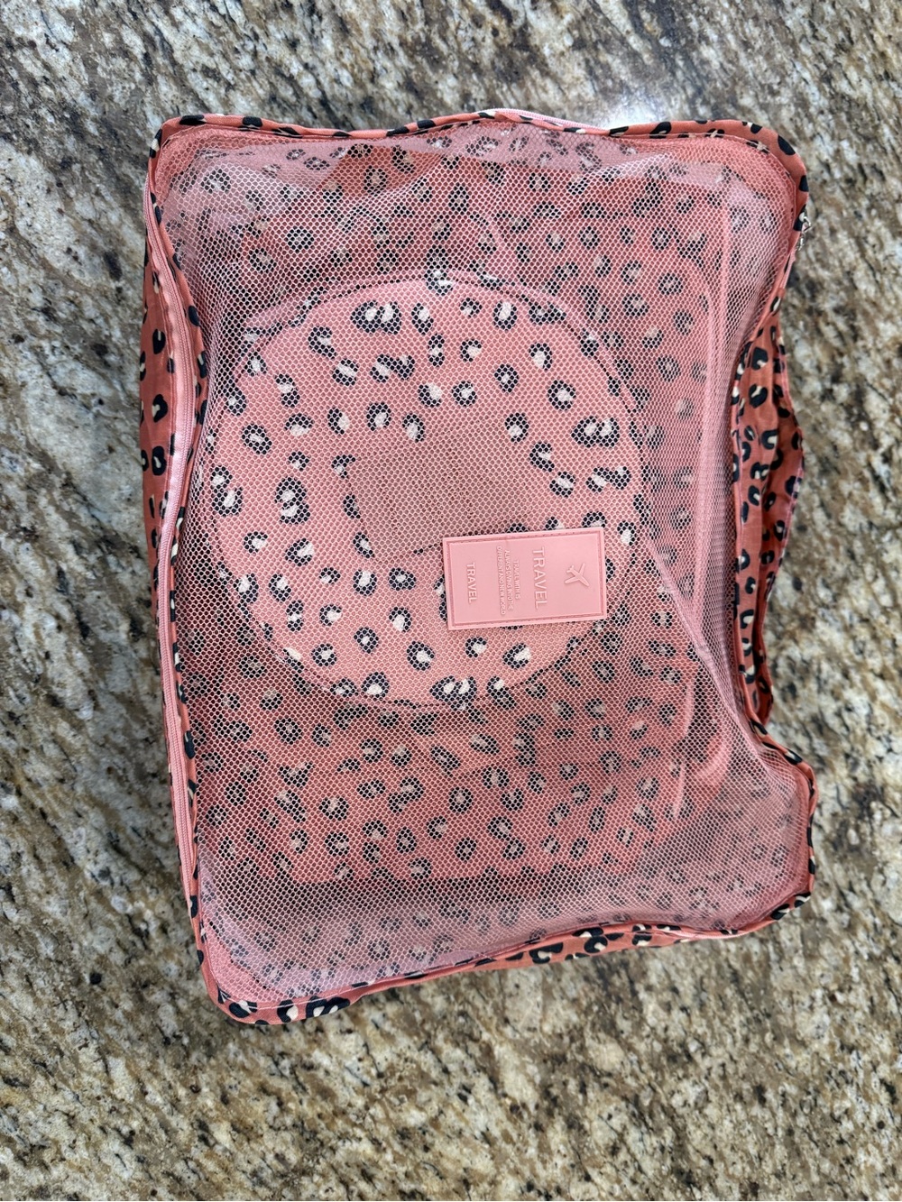 Travel Makeup Bag Set - Pink Leopard Print